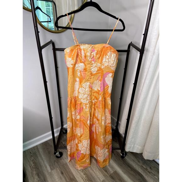 Farm Rio Linen Blend Strapless Drop-Waist Maxi Dress size M medium - Picture 3 of 8